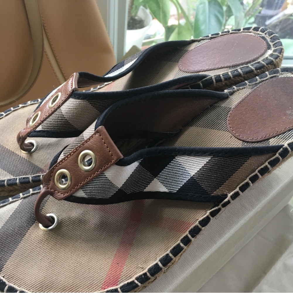 Burberry Tan Plaid Slip-On Sandals and Burberry purse